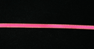 Double Face Satin Ribbon With Gold Edge, Fuchsia, 1/4 Inch x 50 Yards (1 Spool) SALE ITEM